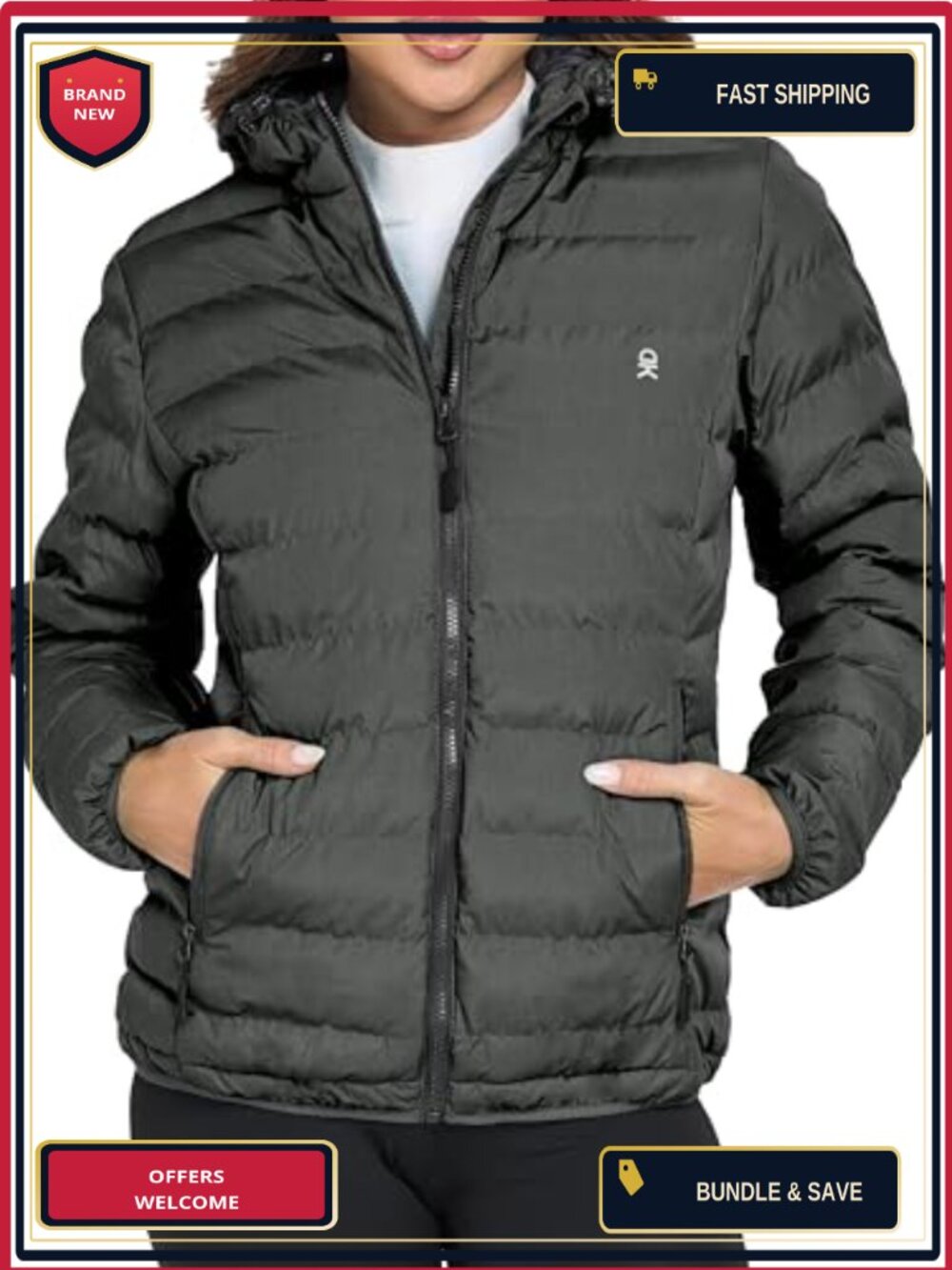 Women's Ultralight Down Puffer Jacket Hooded Windproof Waterproof Winter Coat